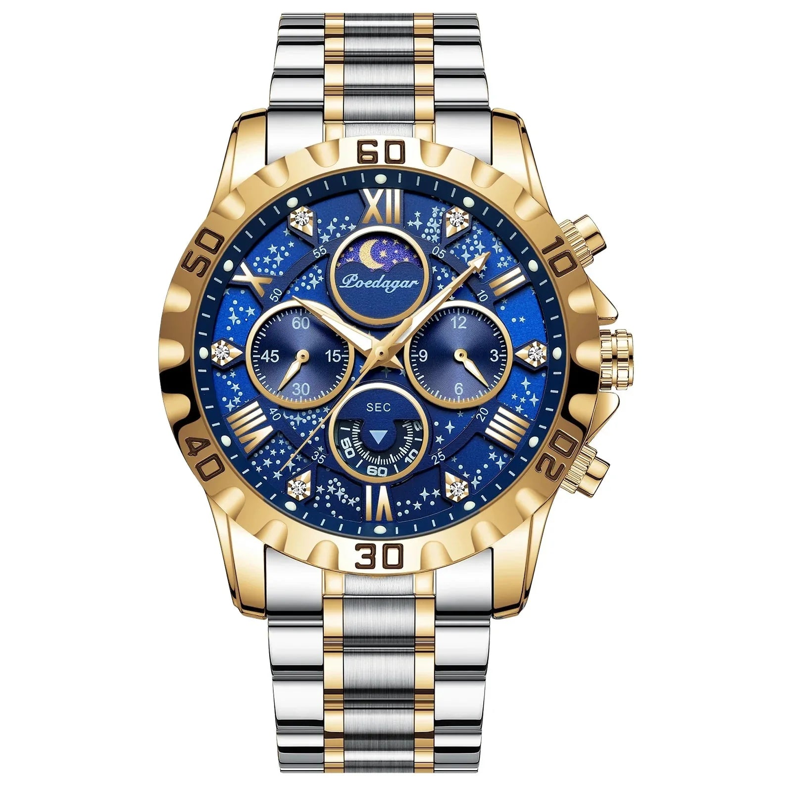 POEDAGAR Stainless Steel Men's Watch