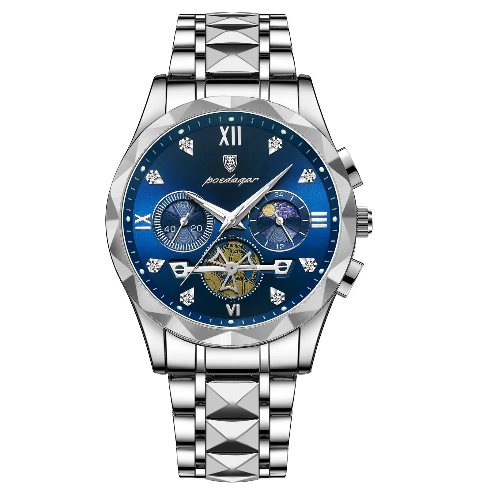 POEDAGAR Stainless Steel Men's Watch