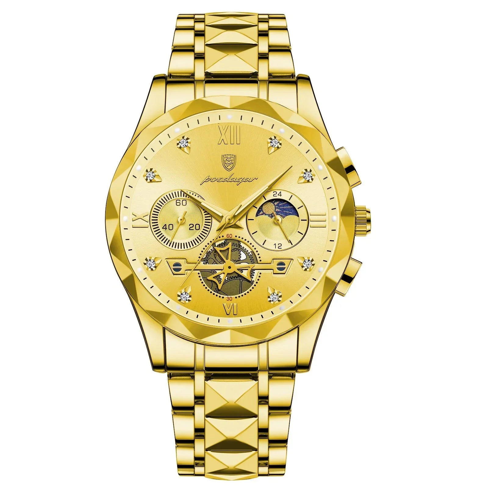 POEDAGAR Stainless Steel Men's Watch