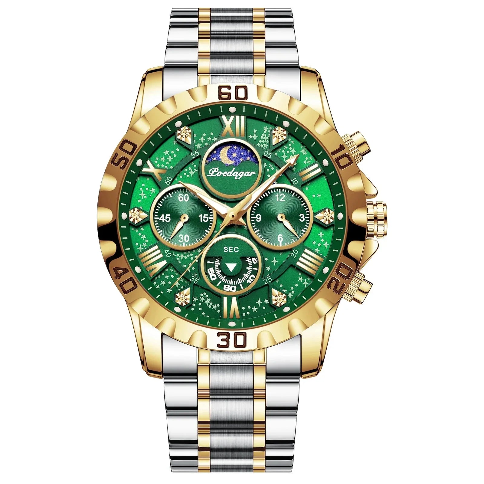 POEDAGAR Stainless Steel Men's Watch