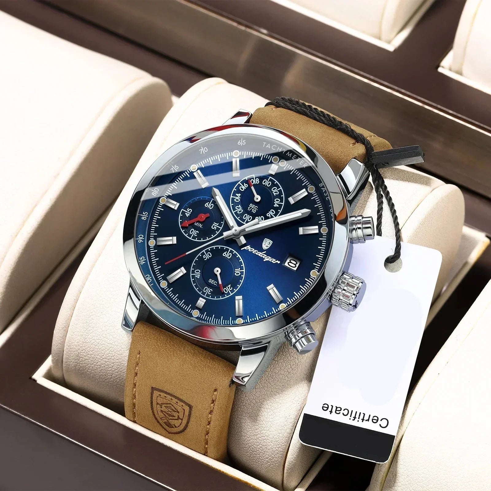 POEDAGAR Tachymeter Waterproof Men's Watch