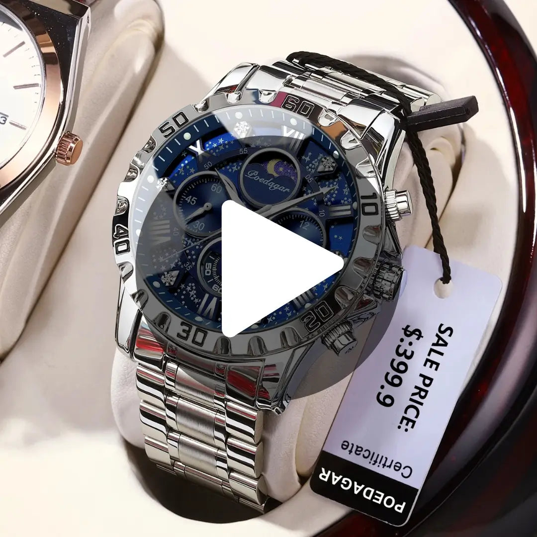 POEDAGAR Stainless Steel Men's Watch