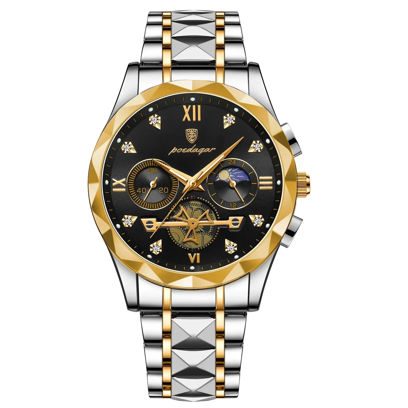 POEDAGAR Stainless Steel Men's Watch
