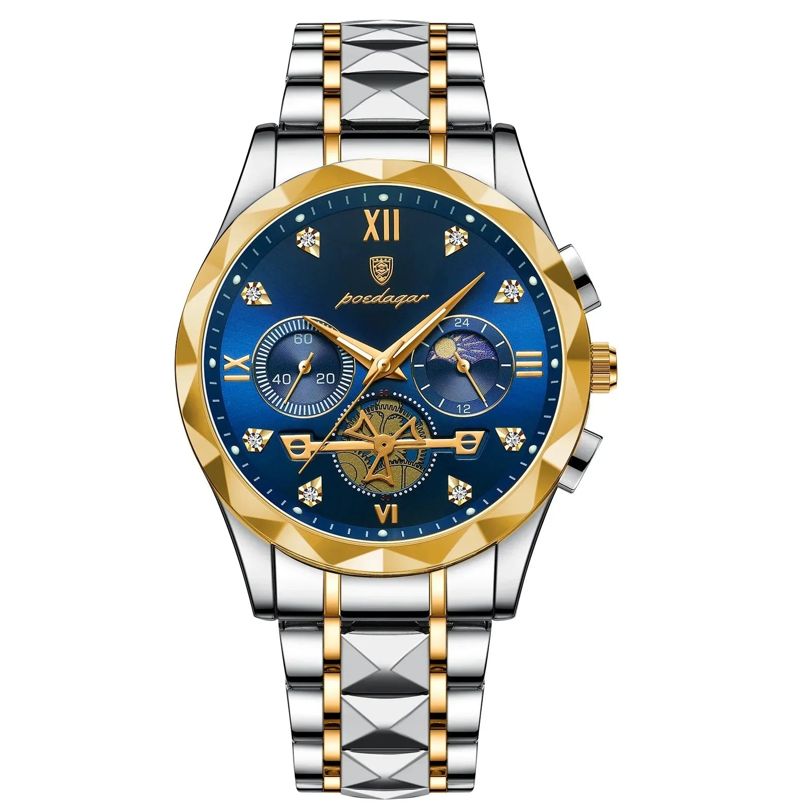 POEDAGAR Stainless Steel Men's Watch