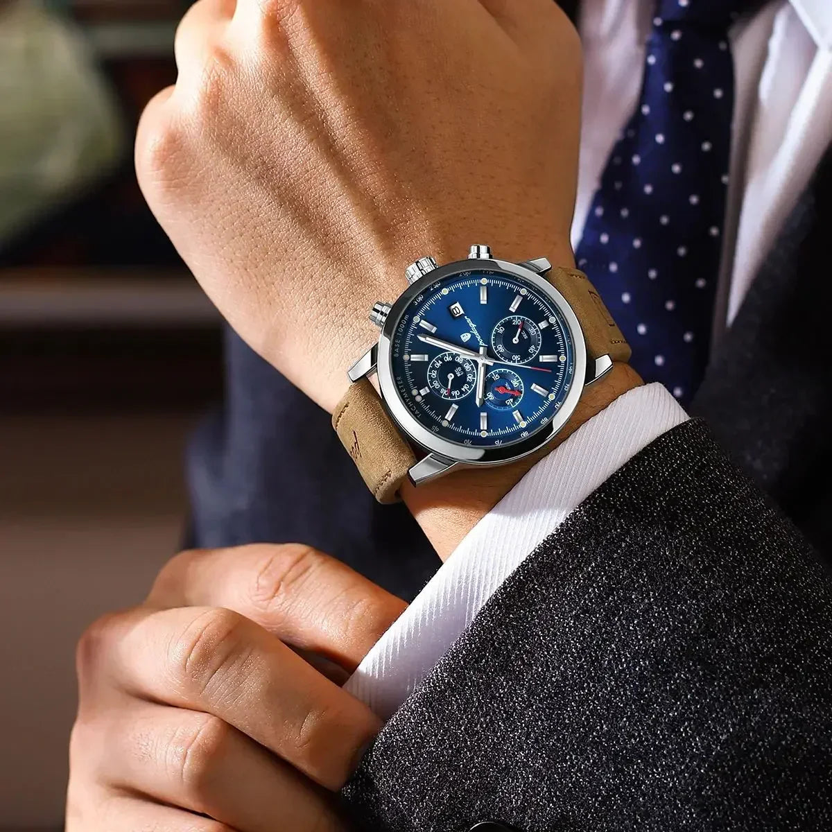 POEDAGAR Tachymeter Waterproof Men's Watch