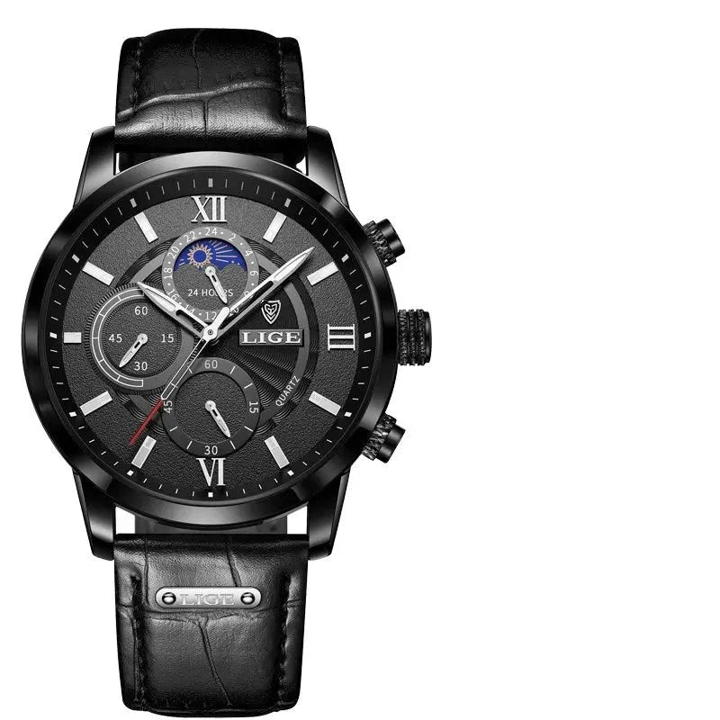 Lige Men's Leather Watch