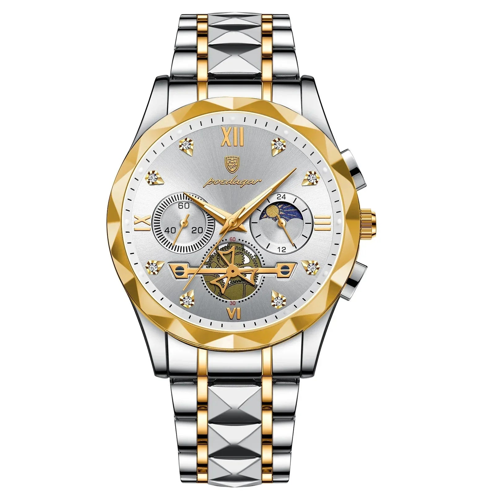 POEDAGAR Stainless Steel Men's Watch
