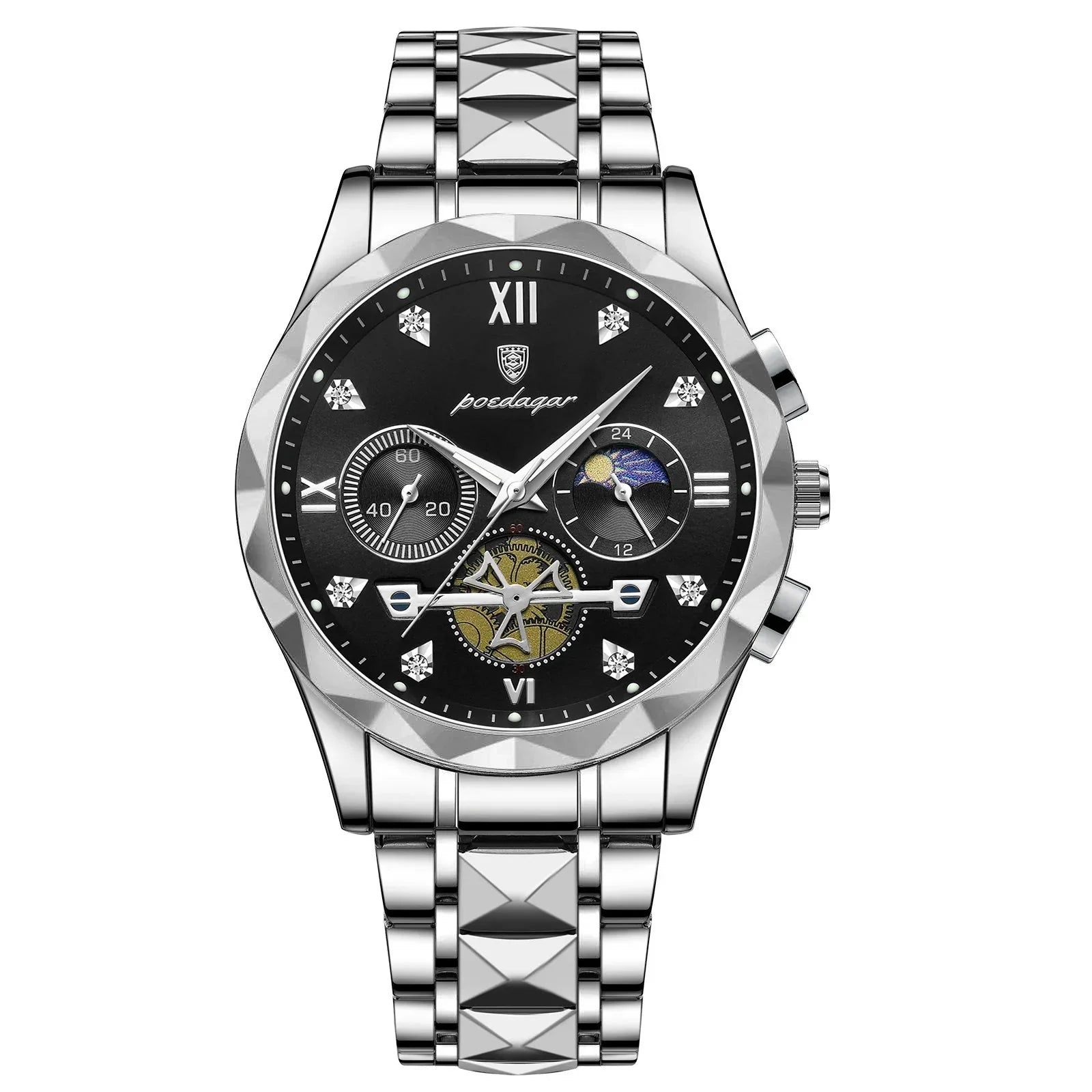 POEDAGAR Stainless Steel Men's Watch