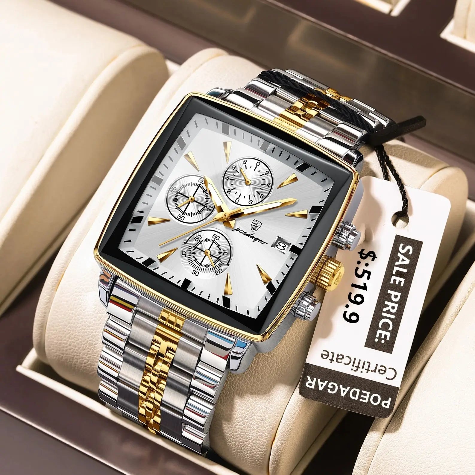 POEDAGAR Square Men's Watch