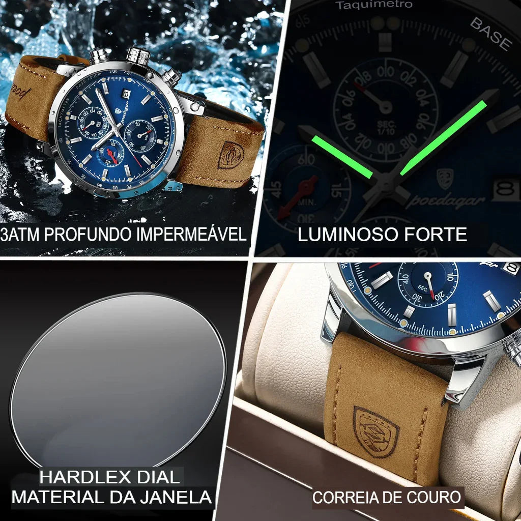 POEDAGAR Tachymeter Waterproof Men's Watch