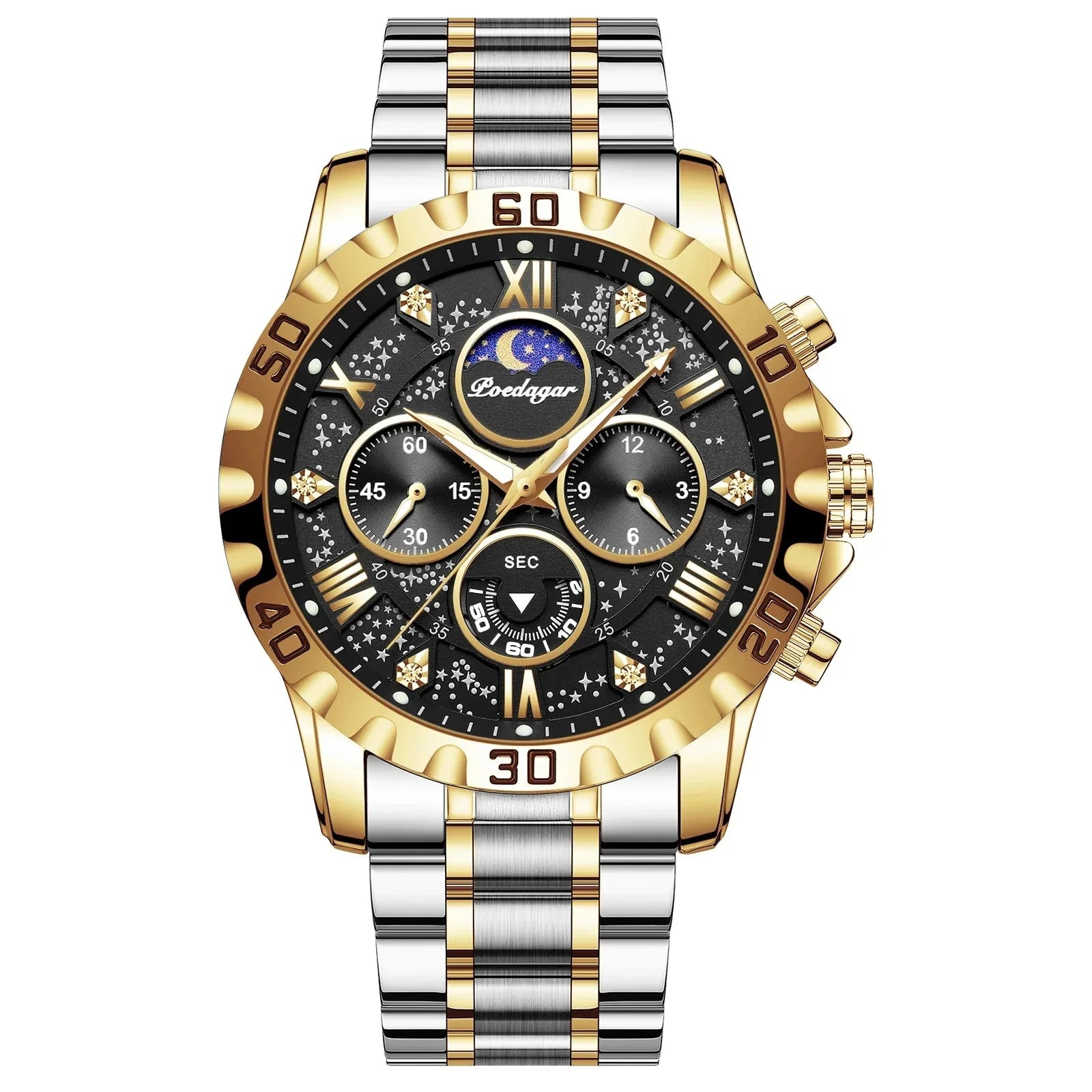 POEDAGAR Stainless Steel Men's Watch