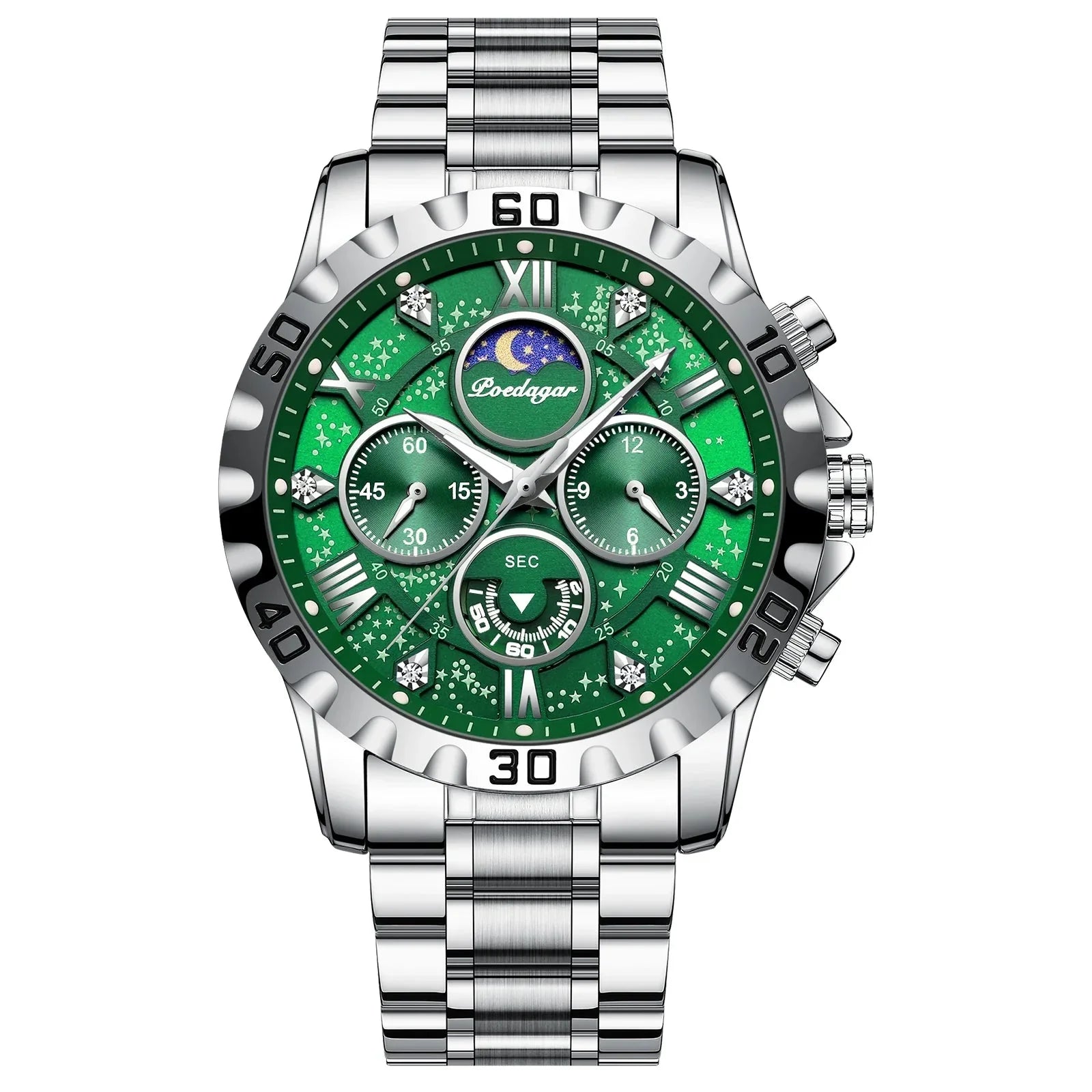 POEDAGAR Stainless Steel Men's Watch