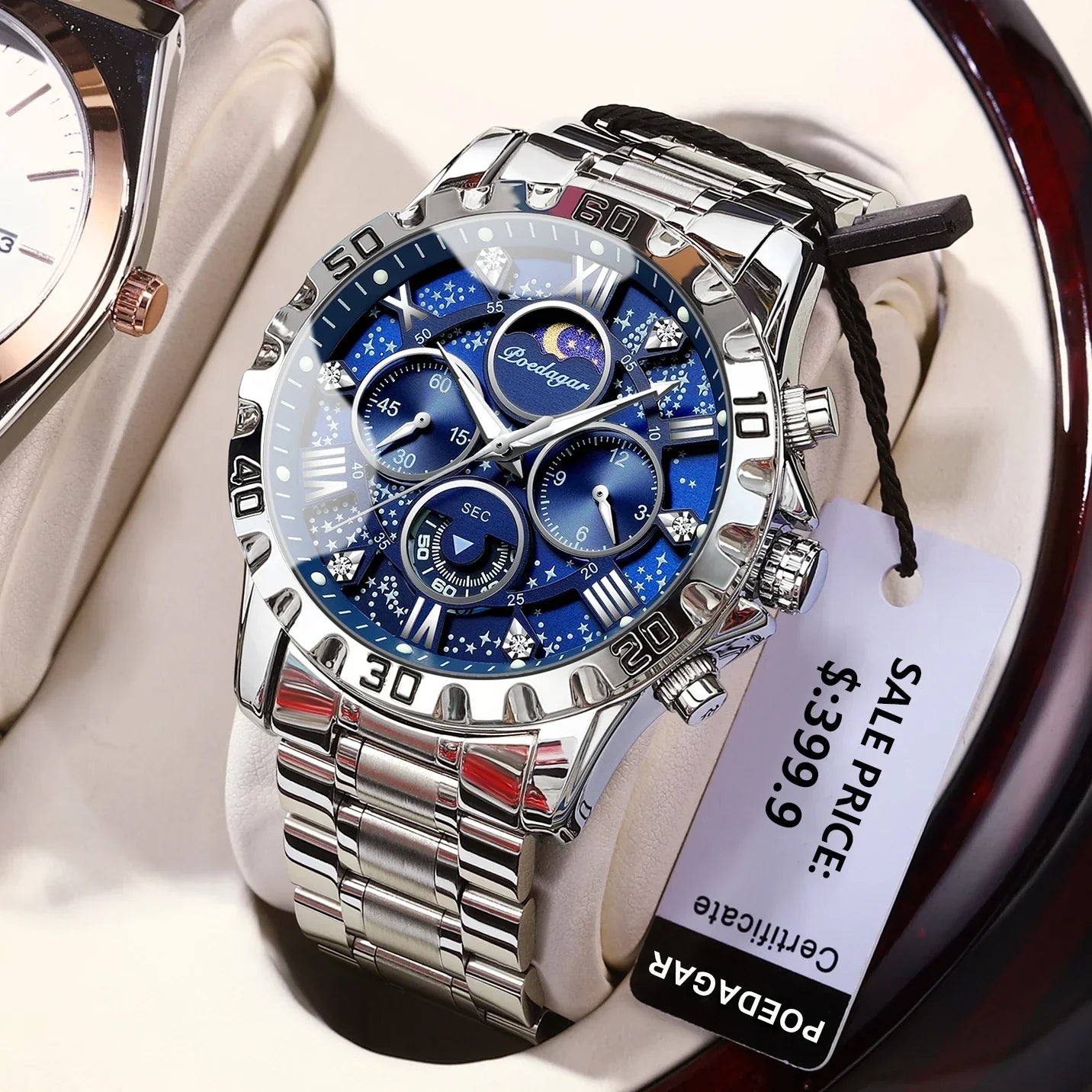 POEDAGAR Stainless Steel Men's Watch