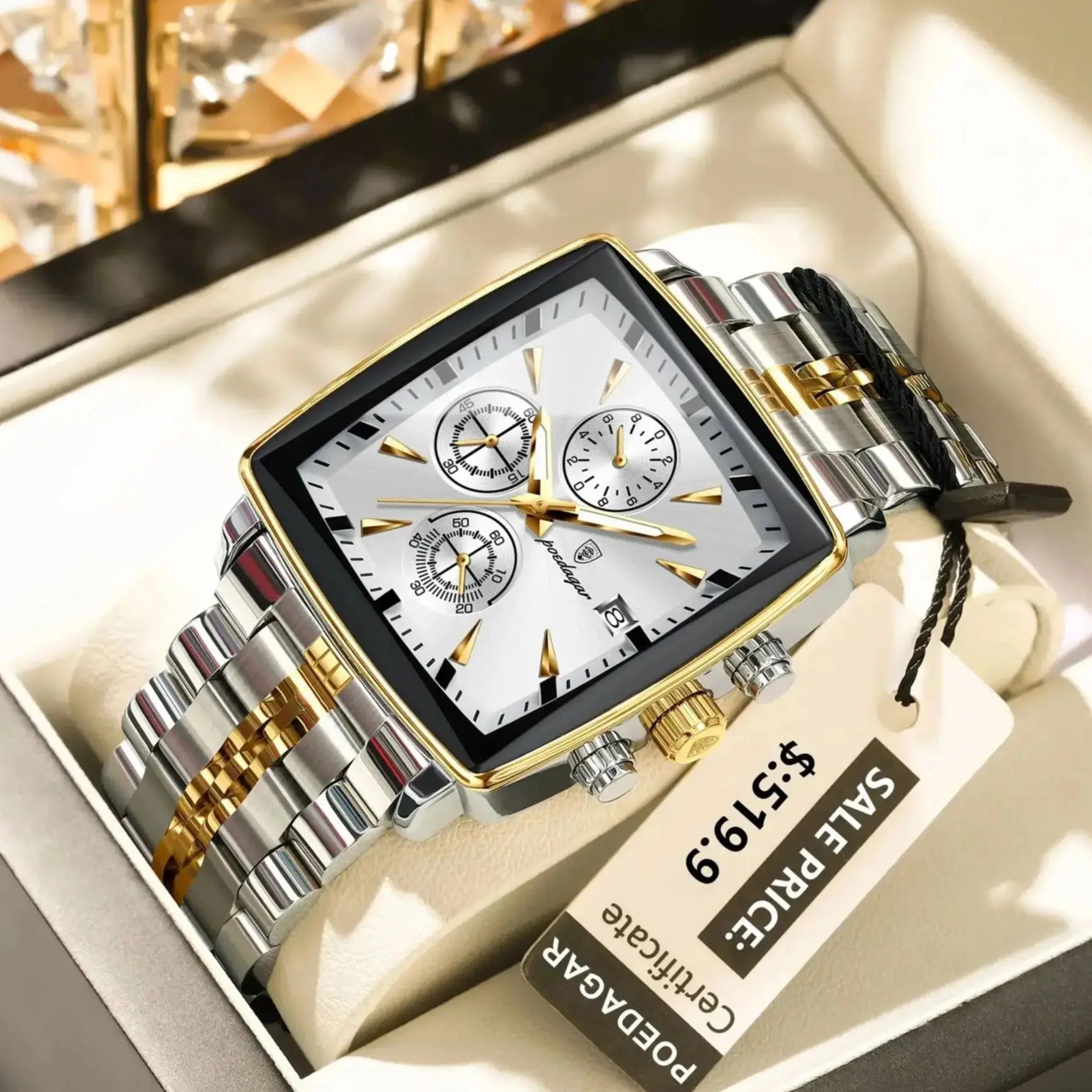 POEDAGAR Square Men's Watch
