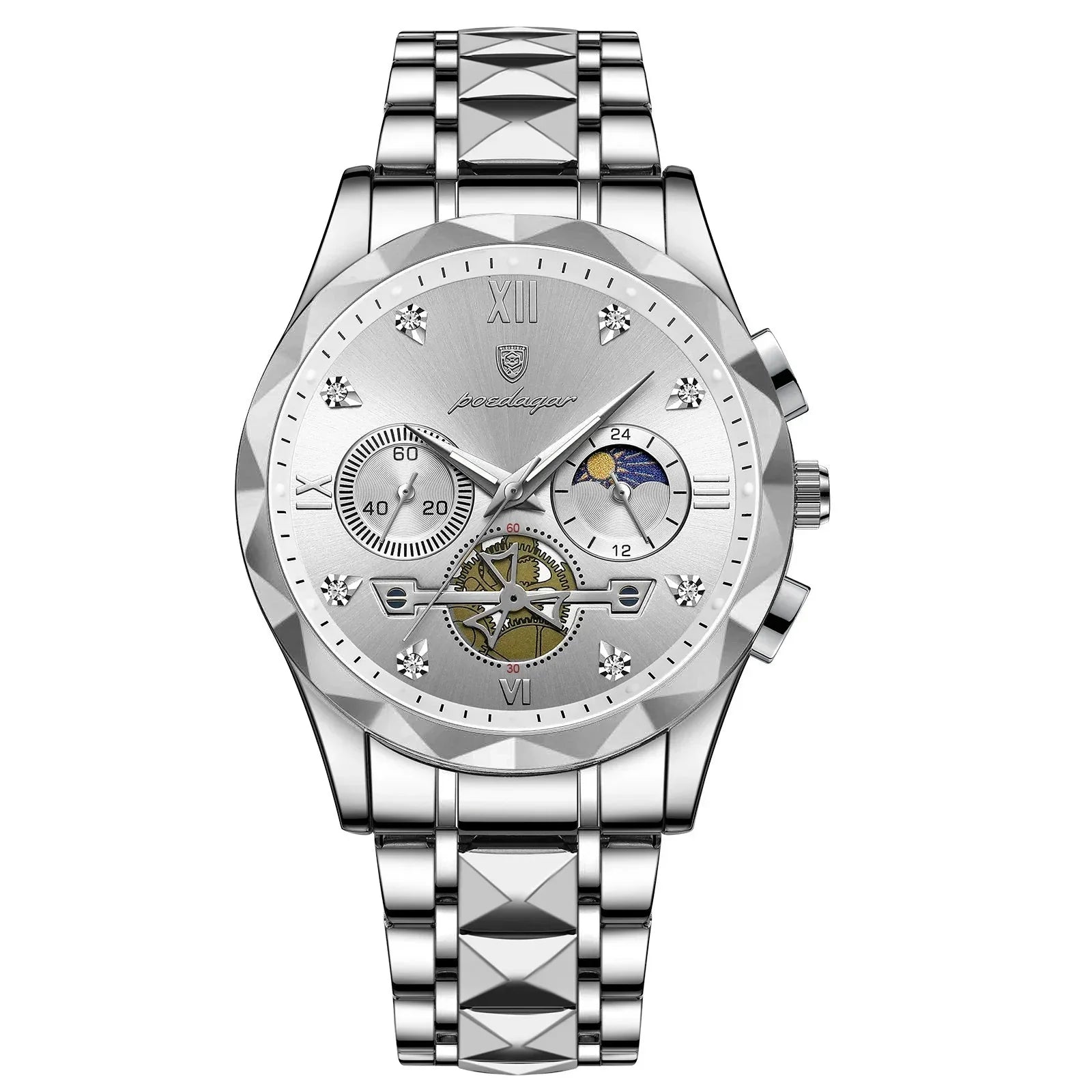 POEDAGAR Stainless Steel Men's Watch