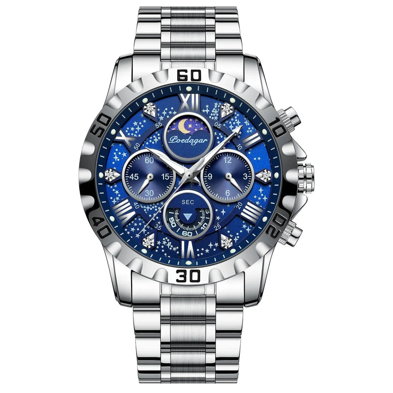 POEDAGAR Stainless Steel Men's Watch
